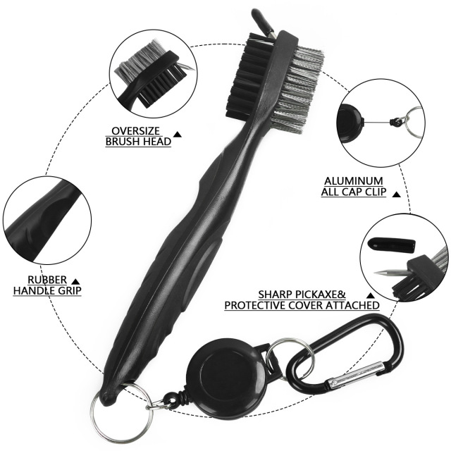 Golf Brush with Retractable Carabine