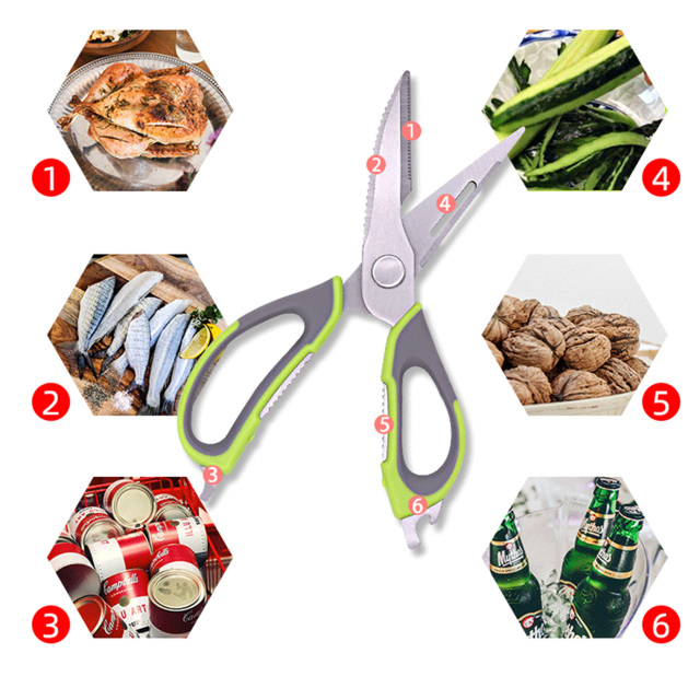 Multi-Functional Kitchen Scissors With Magnetic Blade Cover