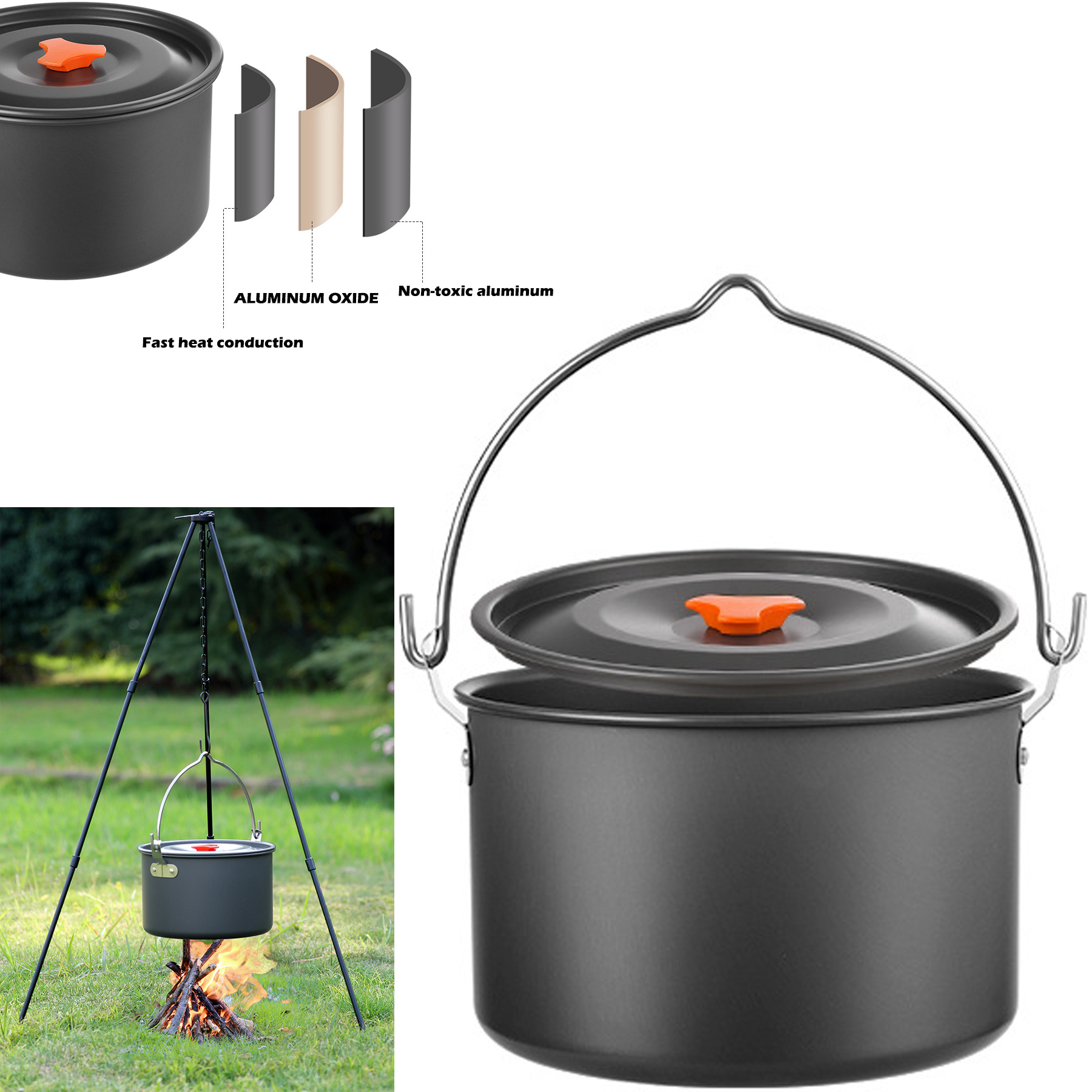 Camping Aluminum Hanging Pot