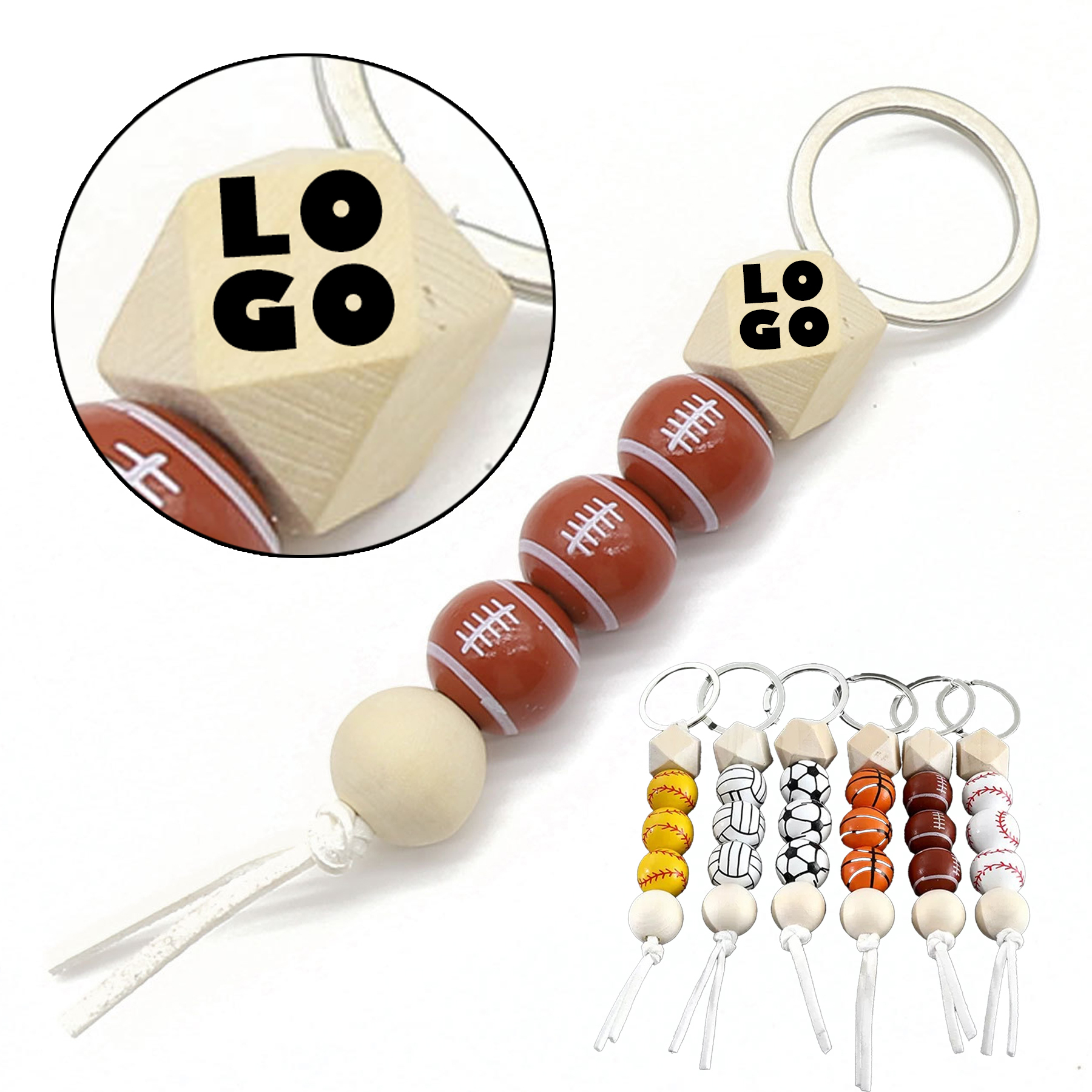 Custom Sporty Ball Beaded Keychain