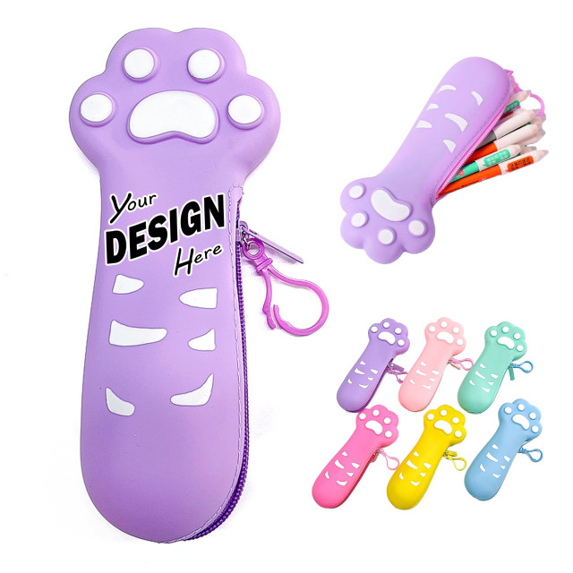 Cute Cat Paw Silicone Pencil Pouch