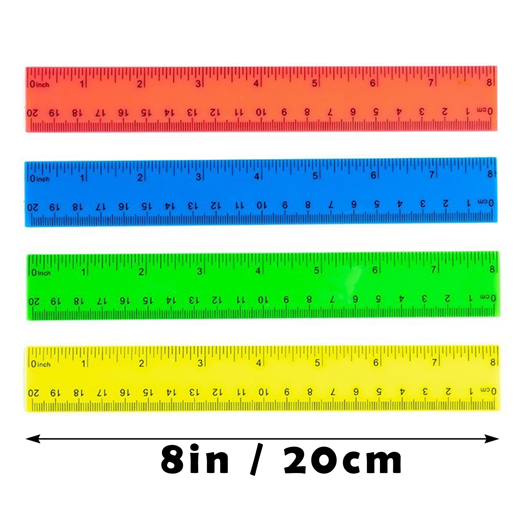 Back-to-School 8" Dual-Scale Transparent Plastic Ruler
