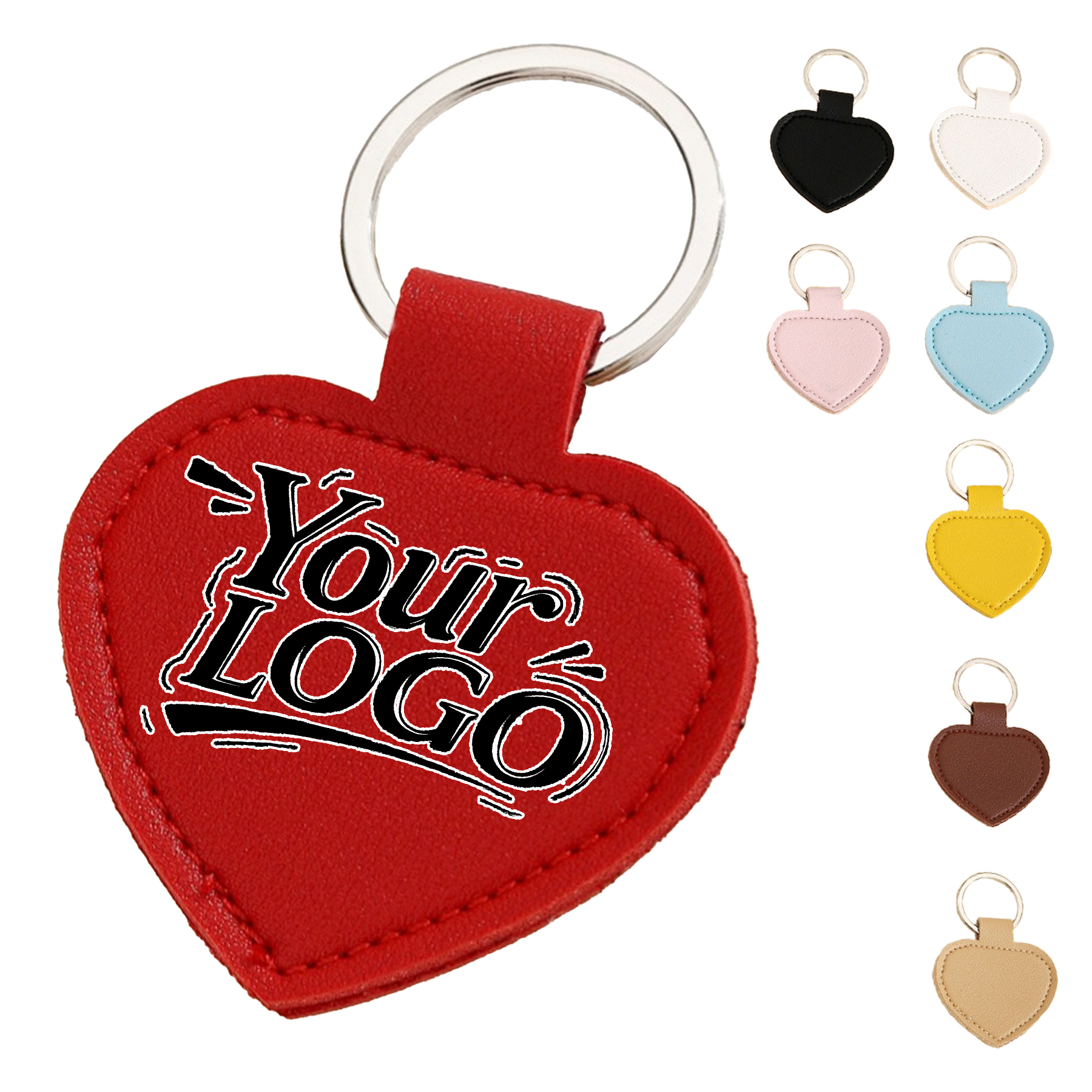 Custom Heart-Shaped PU Leather Keychain