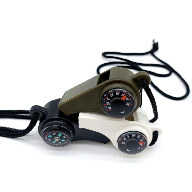 3-in-1 Whistle with Compass, Thermometer & Nylon Lanyard