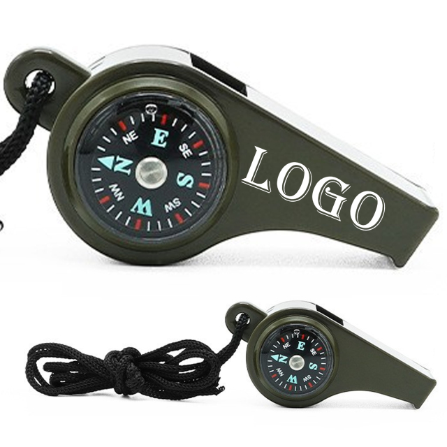 3-in-1 Whistle with Compass, Thermometer & Nylon Lanyard