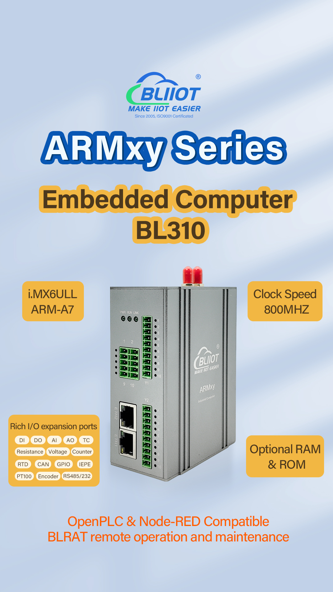 NXP i.MX6ULL Cortex-A7 Compact Industrial Linux ARM Gateway,A7 NXP i.MX6ULL ARM Embedded Industrial Computer