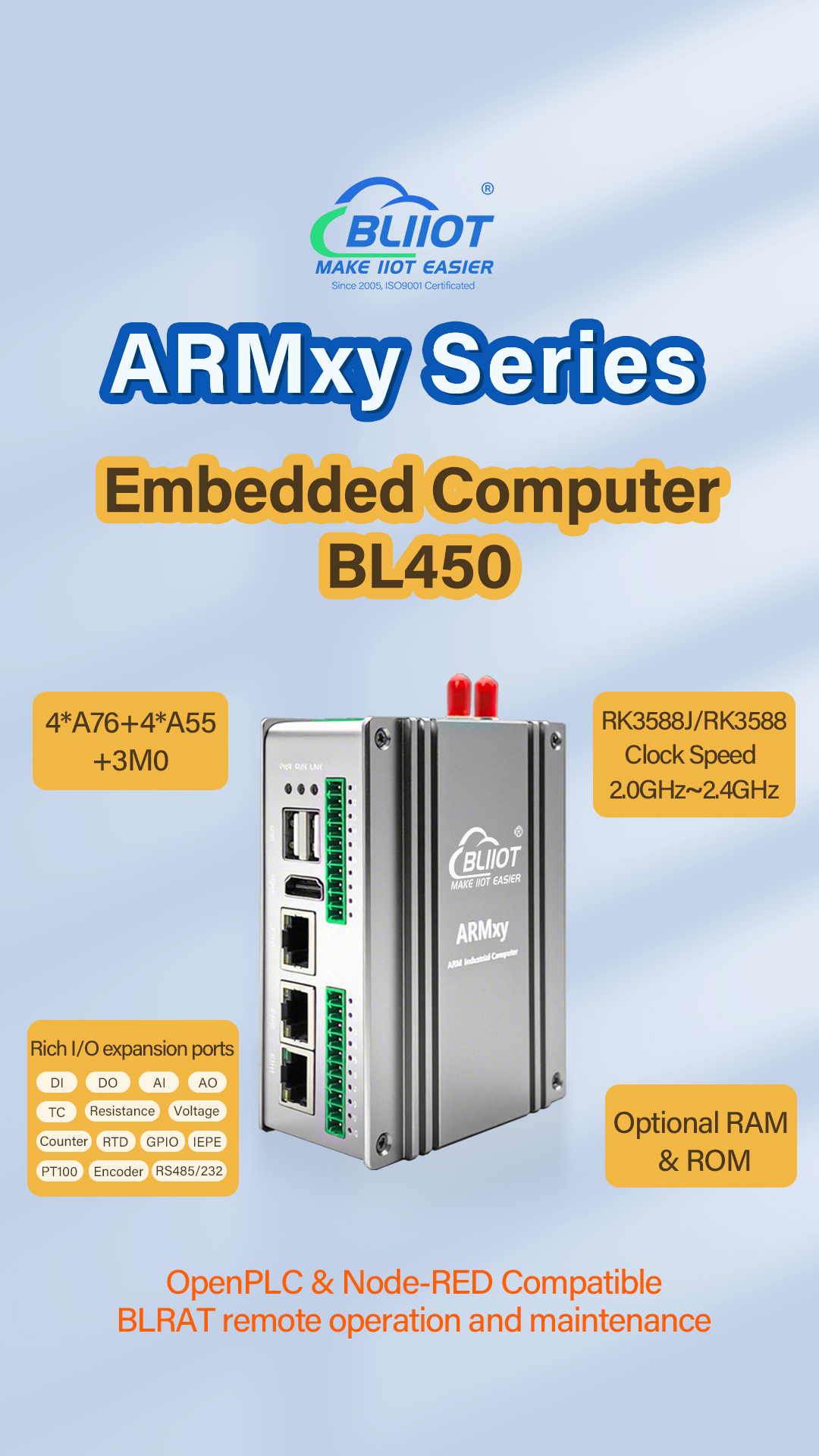 BL450 Rockchip RK3588 6TOPS NPU Octa-Core ARM AI Edge Controller,BL450 Rockchip RK3588 6TOPS NPU Octa-Core ARM AI Edge Controller