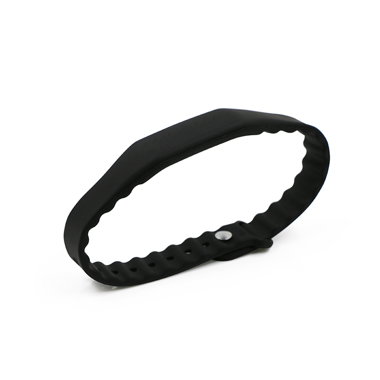 125KHz RFID Wristband Silicone Black Laser Engraving Logo RFID Bracelet for WaterPark  GJ-019