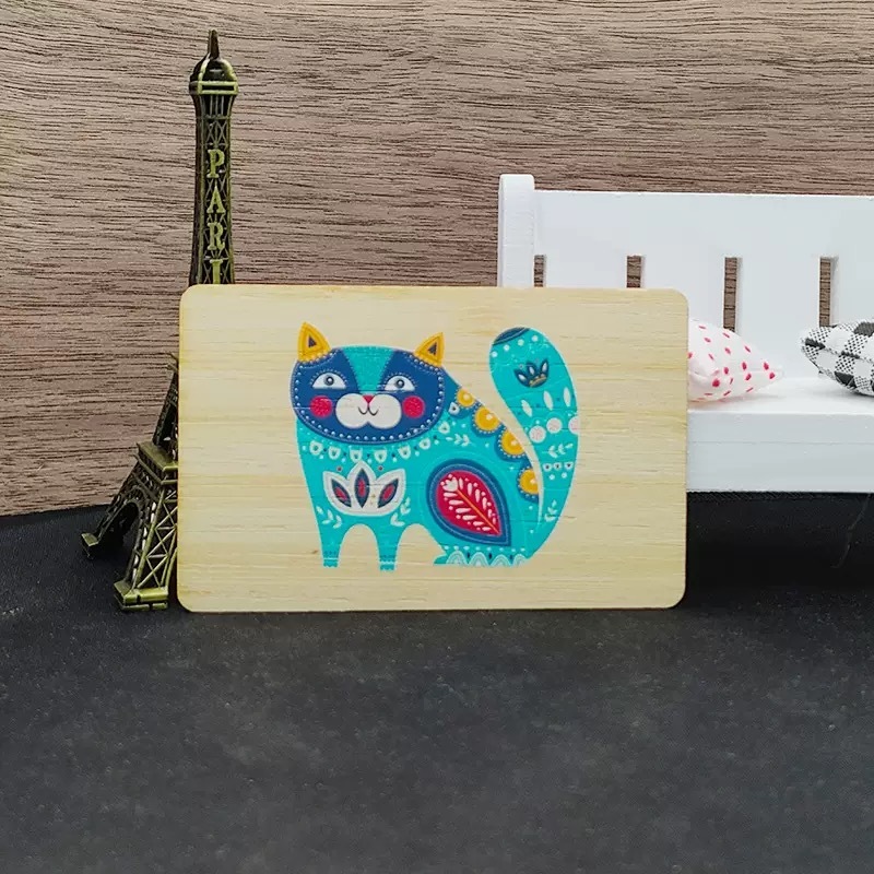 Access Control RFID MF 1K Wood Card Environmentally Printing RFID Wooden Card