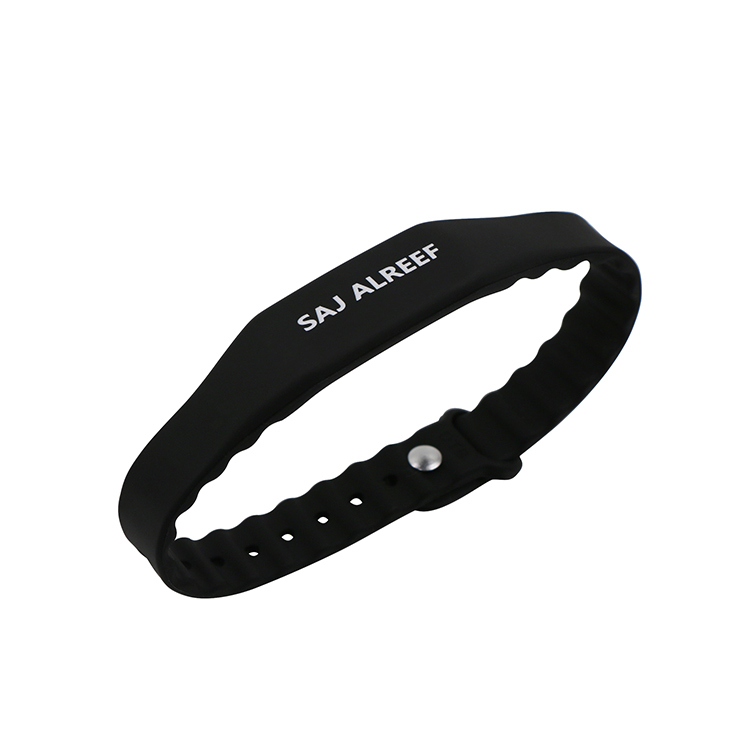 125KHz RFID Wristband Silicone Black Laser Engraving Logo RFID Bracelet for WaterPark  GJ-019