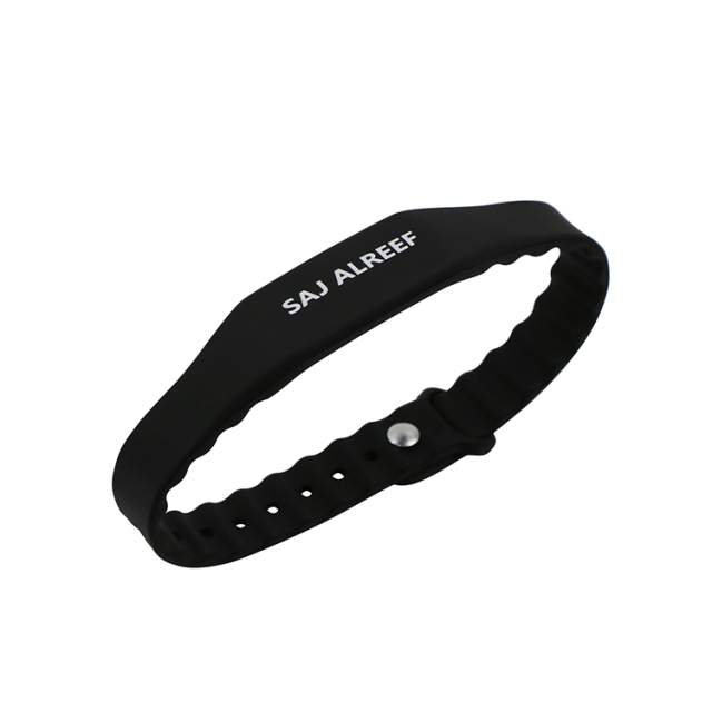125KHz RFID Wristband Silicone Black Laser Engraving Logo RFID Bracelet for WaterPark  GJ-019
