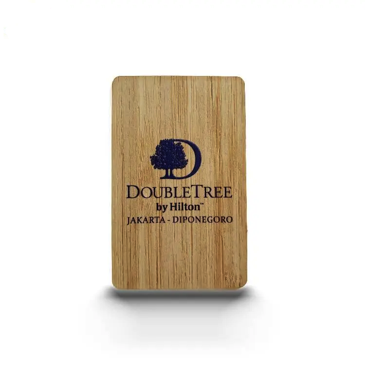 Eco-friendly Bamboo Wood 13.56MHz NTAG 213 RFID Wooden NFC Business Card for Hotel