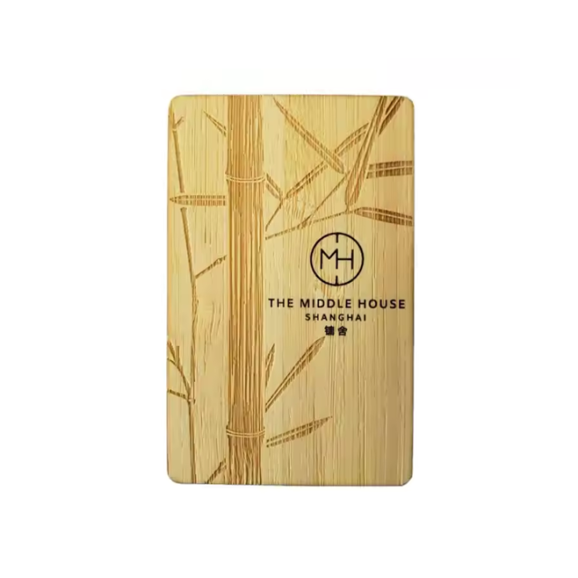 Eco-friendly Bamboo Wood 13.56MHz NTAG 213 RFID Wooden NFC Business Card for Hotel