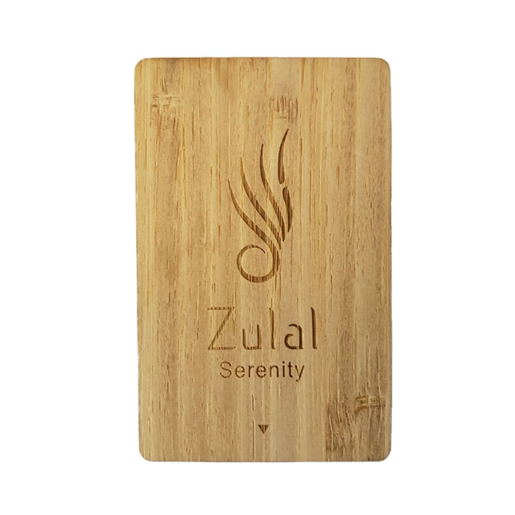 Eco-friendly Bamboo Wood 13.56MHz NTAG 213 RFID Wooden NFC Business Card for Hotel