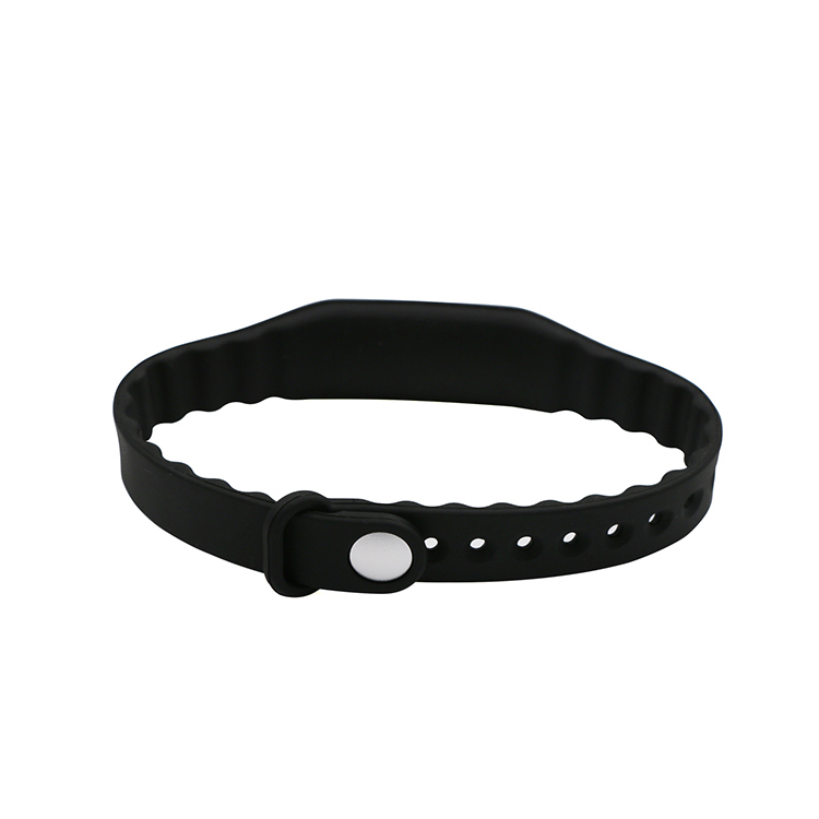 125KHz RFID Wristband Silicone Black Laser Engraving Logo RFID Bracelet for WaterPark  GJ-019