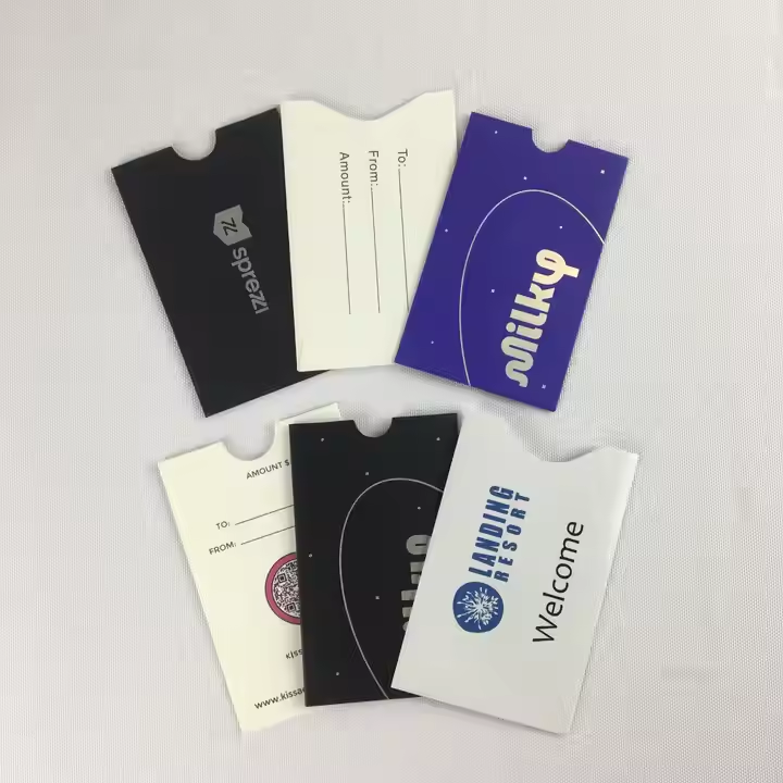 FSC Certificate Small Card Holder Black Recyclable Paper Sleeve Envelope with Shiny Logo