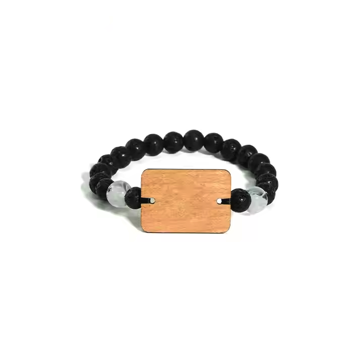 Healing Crystal Stone RFID Bracelet Event NFC Wristband with Soft NTAG 213 Wood NFC Card Tag