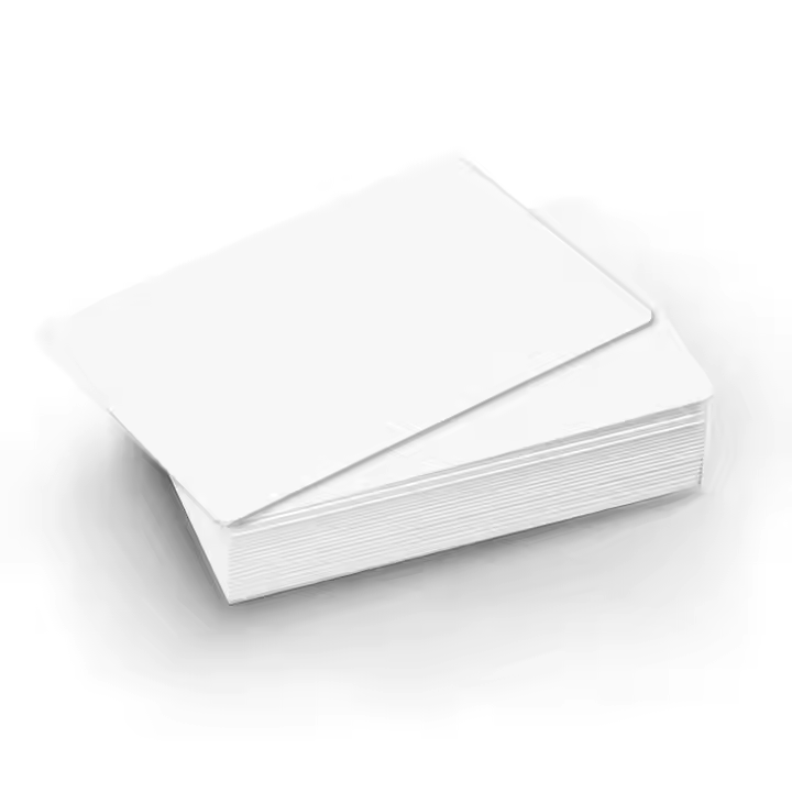 Factory Price CR80 Size 13.56mhz 1K Bytes Readable and Writable Glossy White PVC Blank Smart Rfid Fudan F08 IC Chip NFC Card