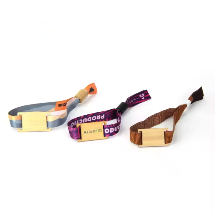 Custom Disposable 13.56 MHZ RFID Woven & Polyester & Ribbon Wristband Event bar Festival Park VIP Guests Admission NFC Wristband