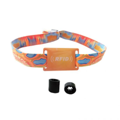 RSTE 13.56MHz Custom Printed Wooden NFC RFID Fabric Woven Wristband