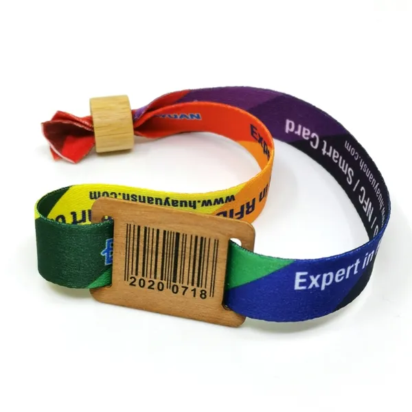 RSTE 13.56MHz Custom Printed Wooden NFC RFID Fabric Woven Wristband