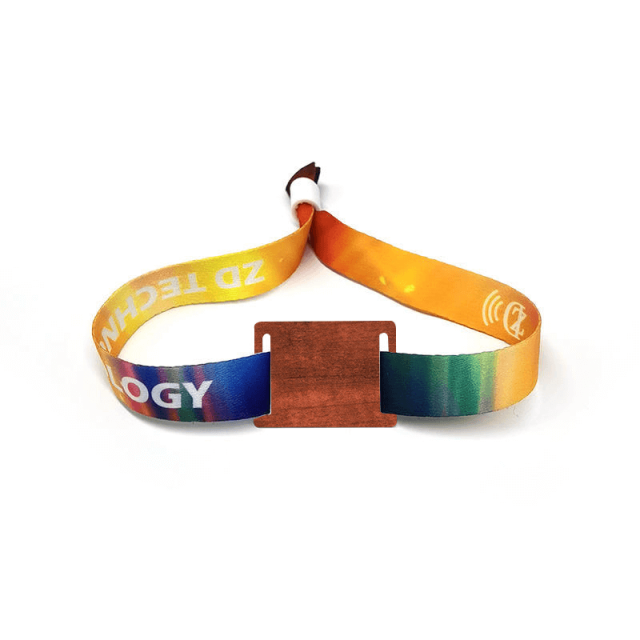 RSTE 13.56MHz Custom Printed Wooden NFC RFID Fabric Woven Wristband