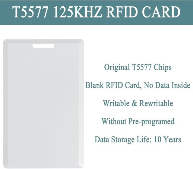 125Khz RFID Smart Cards Atmel T5577 Blank PVC White Card for Access Control