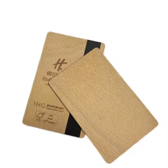 Source Factory High Quality Waterproof Eco-Friendly RFID 13.56MHz Frequency Wood Cards Hico-Magnetic Strip Custom Engrave Logo