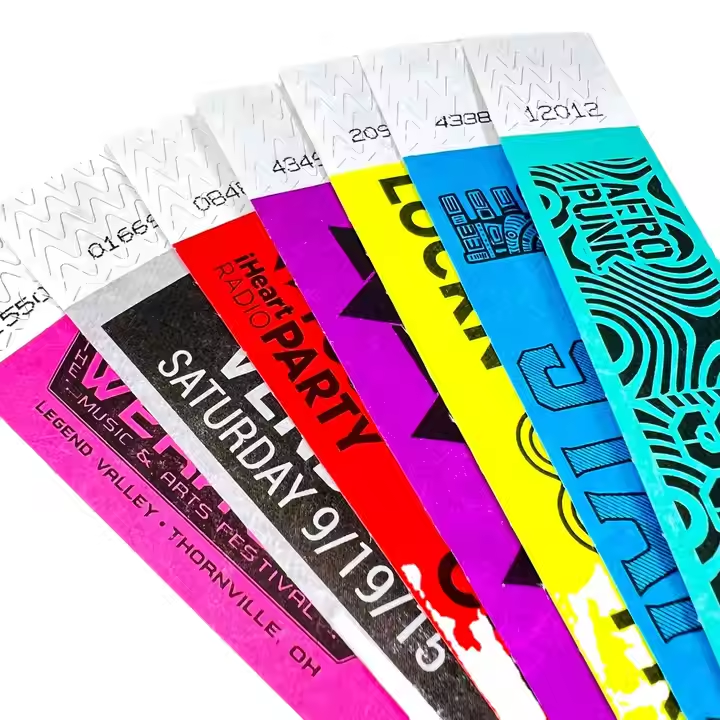 Custom Logo Printed Bracelet Waterproof Paper Tyvek RFID Wristbands NFC Function for Event Party Supplies