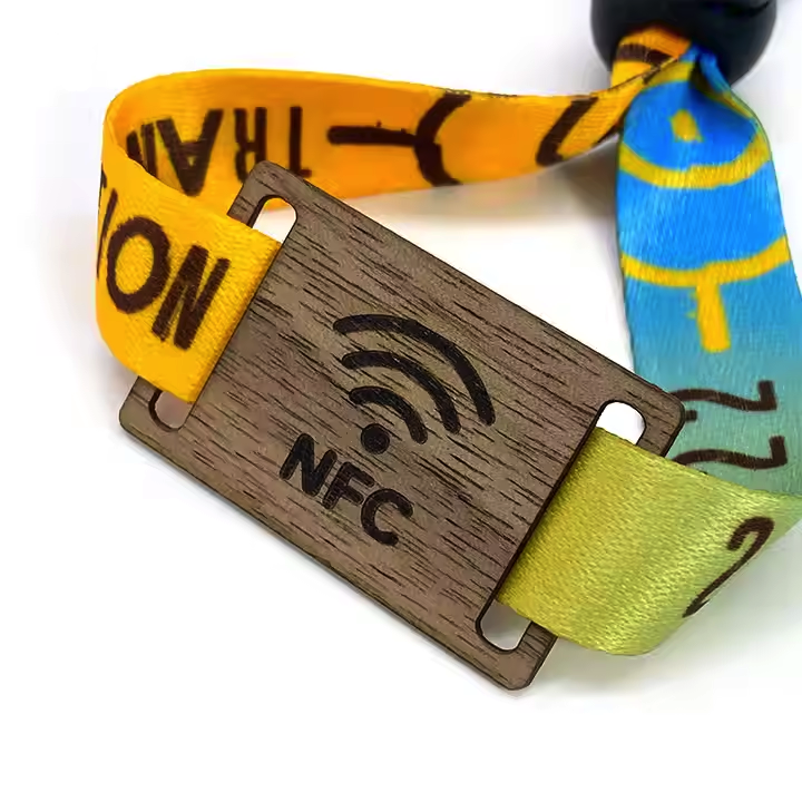 RFID NFC Event Wristband Wood Bamboo Tag Card Woven Wrist Band Bracelet for Access Control Music Festival