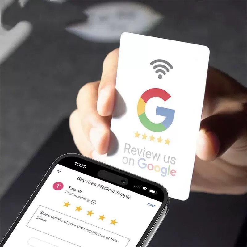 Review Us On Google NFC Cards, NFC Business Card, Smart Card for Google Reviews, NFC Tags, Durable PVC Cards