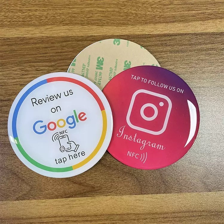 RFID Table Menu Tag Changeable QR Code Social Media Tag NFC Google Review Epoxy Tag