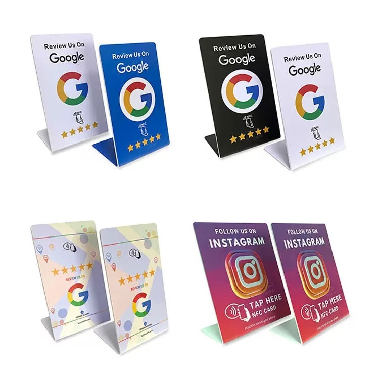 Custom Acrylic PVC NFC google Review Stand Table Display Qr Code for google Review Restaurant Menu Social Media