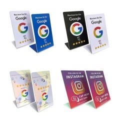 Custom Acrylic PVC NFC google Review Stand Table Display Qr Code for google Review Restaurant Menu Social Media