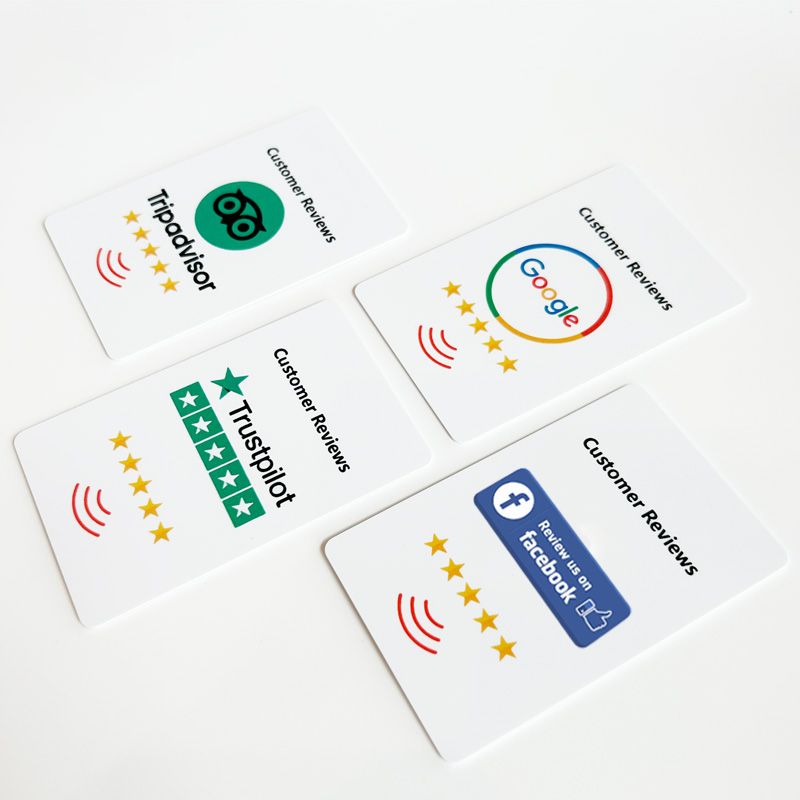 Custom logo Programmable Nfc-enabled Facebook Chips Business Cards 13.56MHz Plastic RFID Personal google Review Nfc Pvc Card