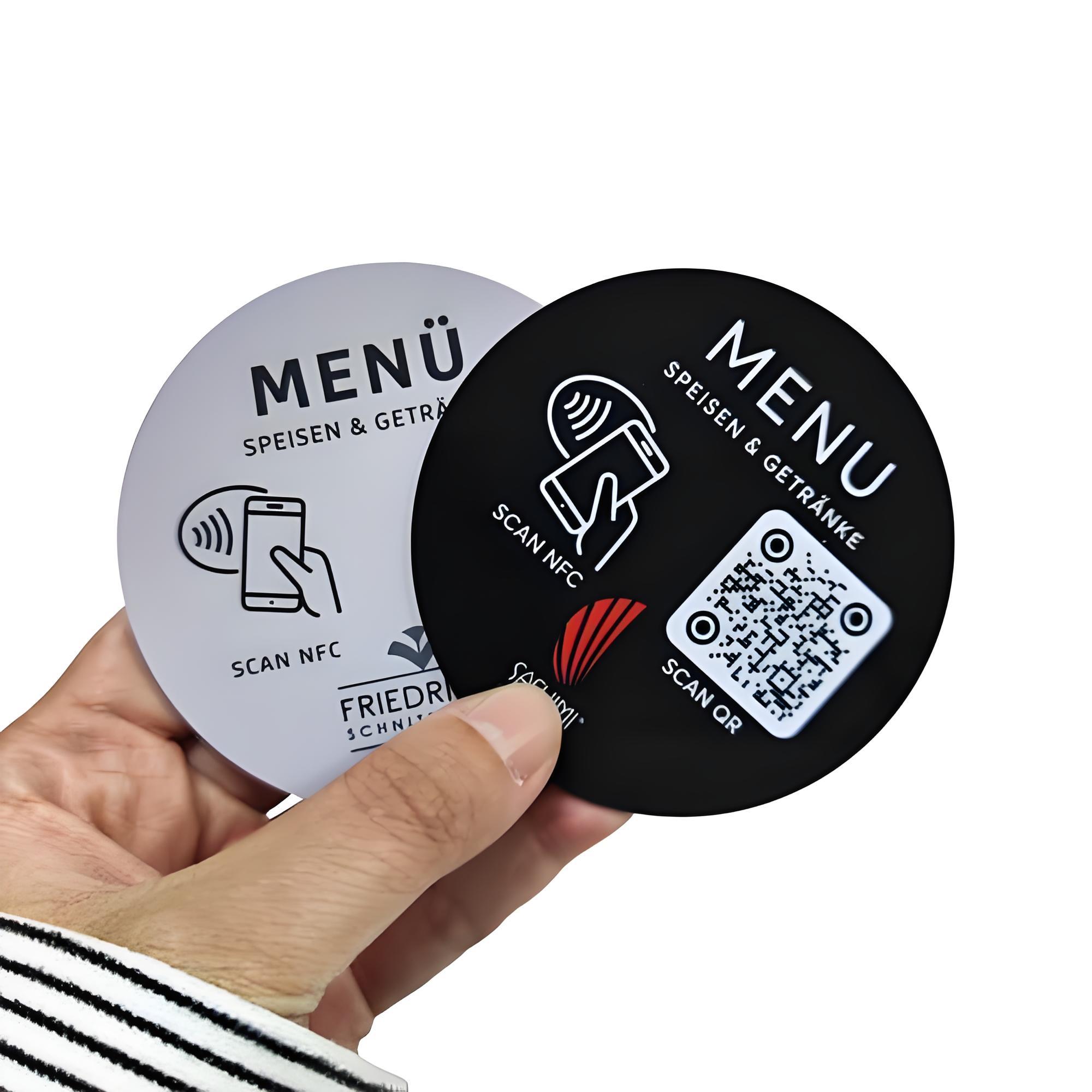 RFID Table Menu Tag Changeable QR Code Social Media Tag NFC Google Review Epoxy Tag