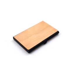 Laser Engraving LOGO Wooden Business Card Holder Natural Walnut Pocket Name Card Case