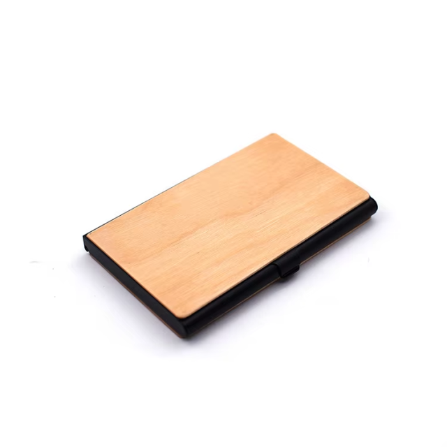 Laser Engraving LOGO Wooden Business Card Holder Natural Walnut Pocket Name Card Case