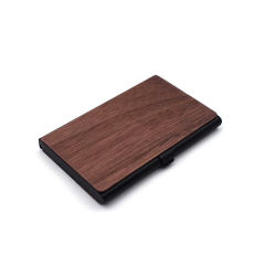 Laser Engraving LOGO Wooden Business Card Holder Natural Walnut Pocket Name Card Case
