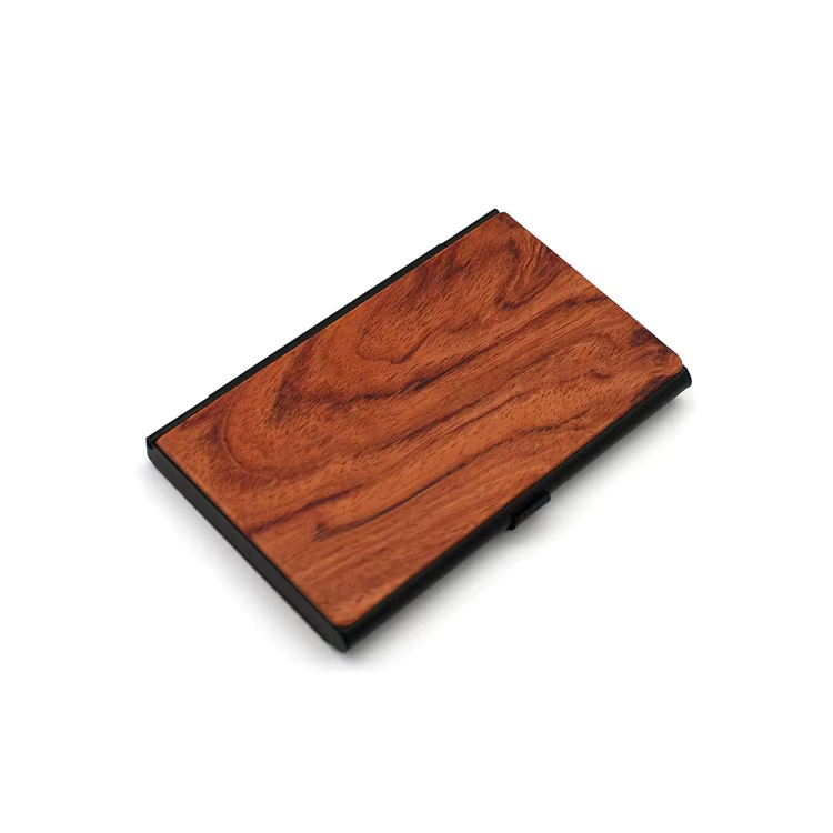 Laser Engraving LOGO Wooden Business Card Holder Natural Walnut Pocket Name Card Case