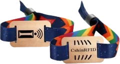 RFID NFC Event Wristband Wood Bamboo Tag Card Woven Wrist Band Bracelet for Access Control Music Festival