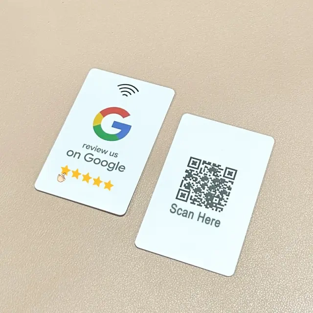 Google Review Card with QR Code Reusable NFC Smart Card Tap to Review Card