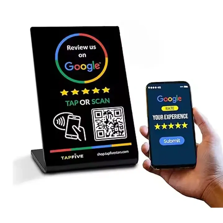 Custom Acrylic PVC NFC google Review Stand Table Display Qr Code for google Review Restaurant Menu Social Media