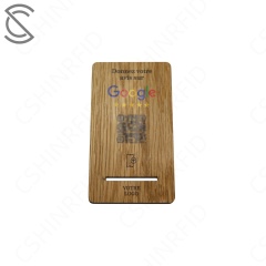 Custom Programmable NFC QR Code 13.56MHz NTAG216 Chip Smart RFID ISO 14443A Wooden Business Card Google Review Stand Hotel Use