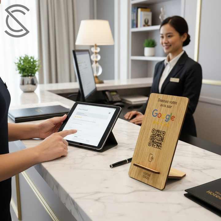 Custom Programmable NFC QR Code 13.56MHz NTAG216 Chip Smart RFID ISO 14443A Wooden Business Card Google Review Stand Hotel Use