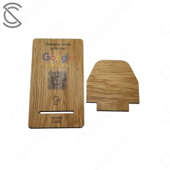Custom Programmable NFC QR Code 13.56MHz NTAG216 Chip Smart RFID ISO 14443A Wooden Business Card Google Review Stand Hotel Use