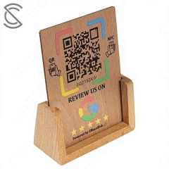 Whole-sale Custom Wood Display Stand NFC Chip QR Code for Easy Customer Reviews Boost Small Business No App
