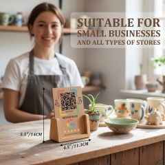 Whole-sale Custom Wood Display Stand NFC Chip QR Code for Easy Customer Reviews Boost Small Business No App