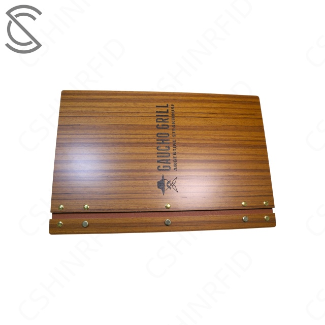 Wholesale Eco-friendly IP67 Waterproof Premium Custom Engraved Logo A4/A5 Wood Grain Menu Screw Post Binding for Cafe