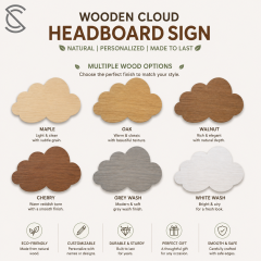 Custom Engraved Cloud Shape Wooden Plaque Eco-Friendly Sign for Mom, Bedroom, Hotel Decoration (French, Italian, Spanish Style)